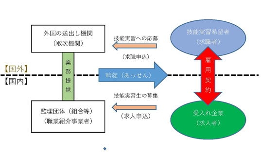 技能実習生受入の仕組み（団体監理型）